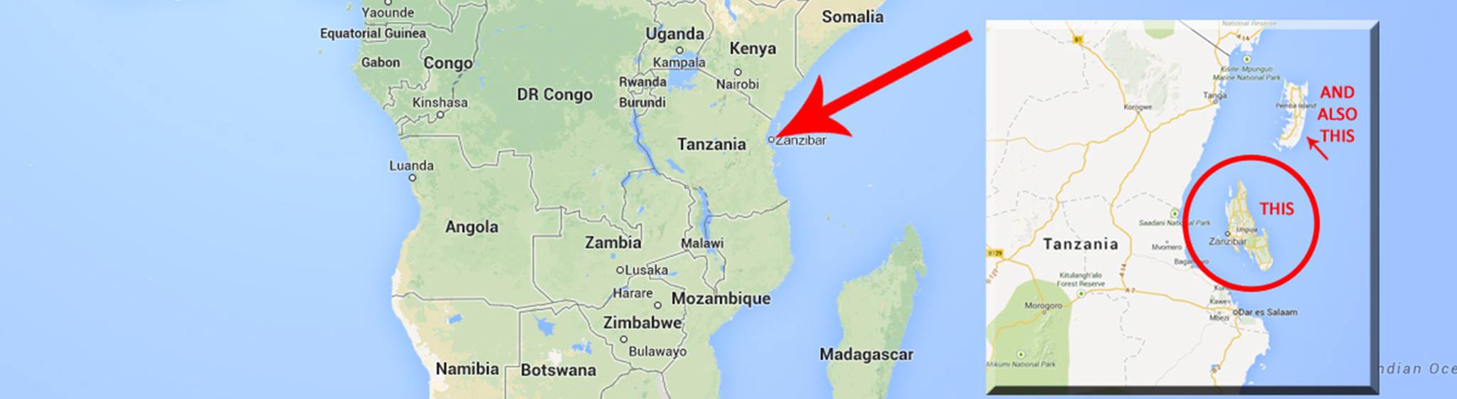 Zanzibar Island Africa Map
